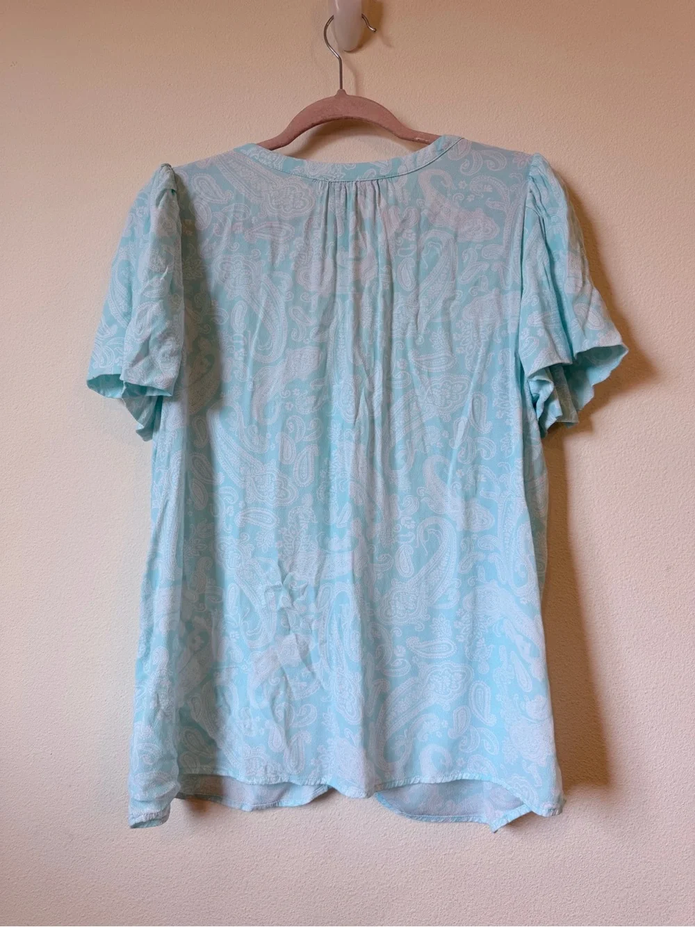 LOFT Light Blue Paisley Button-Front Blouse